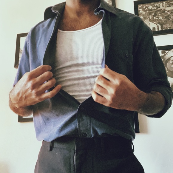 Vintage 100% Cotton Blue Dress Shirt - Picture 4 of 5